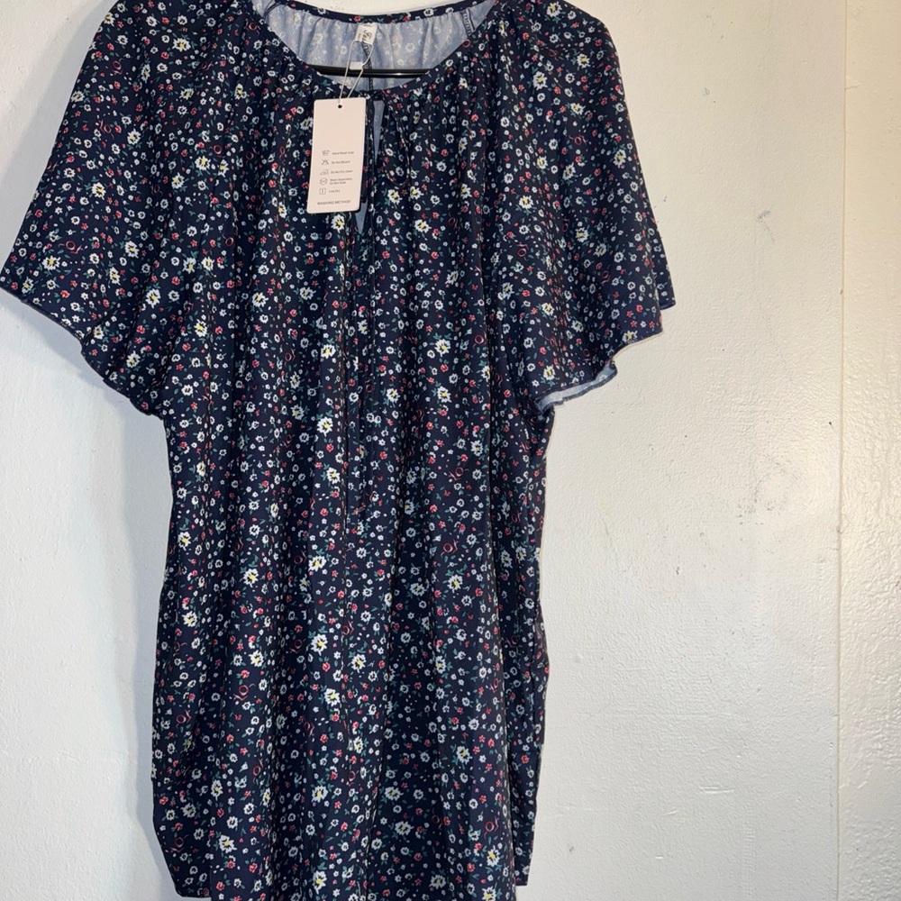 Floral Navy Women's Top Fashion